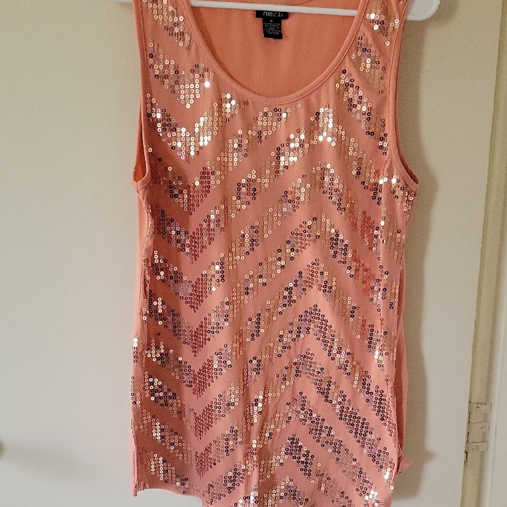 Junior's XL Forever 21 Peach Sequin Tank Top